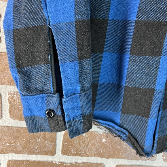 Kittery Trading Post Vintage Flannel Shirt blue black plaid USA grunge - Picture 4 of 11